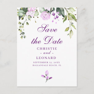 Elegant Paarse Lavander Modern sparen de Datum Briefkaart