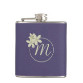 Elegant Paarse Leather Look Daisy Monogram Heupfles (Voorkant)