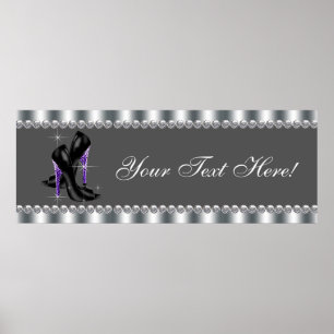 Elegant Paarse leopard High Hiel Party Banner Poster