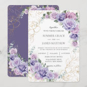 Elegant Paarse Lila lavender Rozen Weddenschap Kaart (Voorkant / Achterkant)