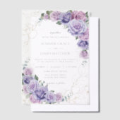 Elegant Paarse Lila lavender Rozen Weddenschap Vellum Uitnodigingen (Offset)