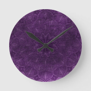 Elegant Paarse Lila Mandala Ronde Klok