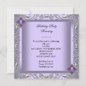 Elegant Paarse Lila Silver Jewel Birthday Party Kaart (Achterkant)