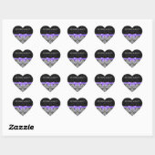 Elegant Paarse lint zwart en wit damast Hart Sticker (Vel)