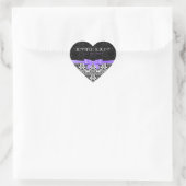 Elegant Paarse lint zwart en wit damast Hart Sticker (Tas)