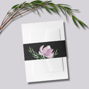 Elegant Paarse Magnolia Floral Waterverf Uitnodigingen Wikkel