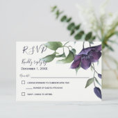 Elegant Paarse marine Blue Cream Wedding RSVP (Staand voorkant)