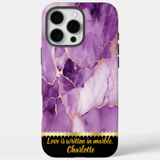 Elegant paarse marmer met goudkleurige aderen Case-Mate iPhone case (Achterkant)