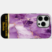 Elegant paarse marmer met goudkleurige aderen Case-Mate iPhone case (Achterkant (horizontaal))