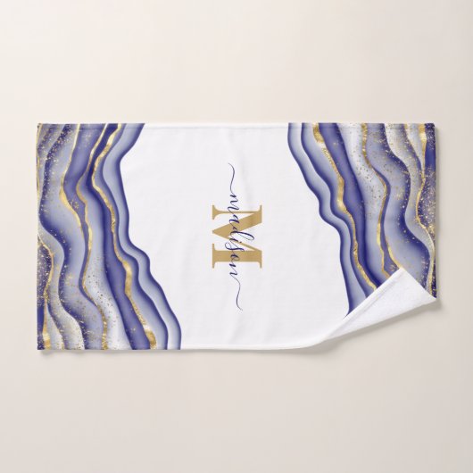 Elegant Paarse marmeren agaat monogram Handdoek (Handdoek)
