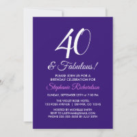 Elegant Paarse Minimalist 40 en Fabulous Birthday