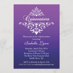 Elegant Paarse Ombre Quinceañera Partij Kaart
