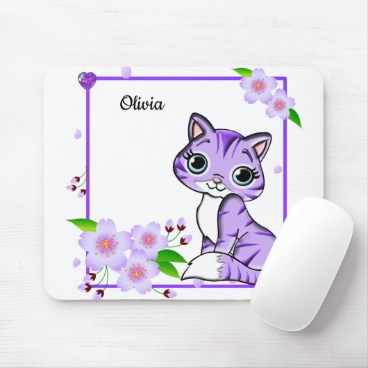 Elegant Paarse pony-ventilator en Paars kattekat m Muismat (Met muis)