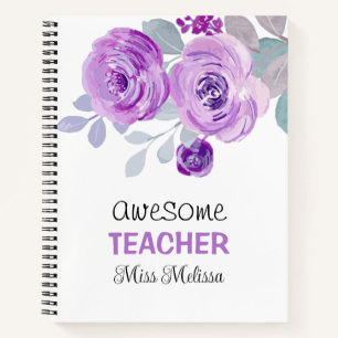Elegant Paarse Roos Geweldige Leraar Gift Notitieboek