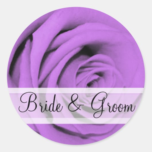 Elegant Paarse Roos Wedding Stickers (Voorkant)
