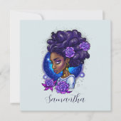 Elegant Paarse Rozen Afro Woman (Voorkant)