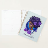 Elegant Paarse Rozen Afro Woman Planner (Display)