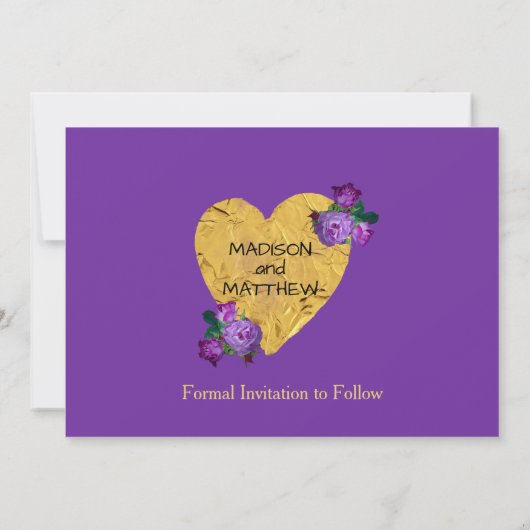 Elegant Paarse Rozen & Stripes Sla de Kaart Datum (Achterkant)