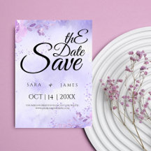 Elegant paarse Save the Date Aankondiging Kaart