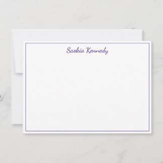 Elegant Paarse Script Border Personated Notitiekaartje