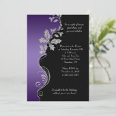 Elegant Paarse Silver Holly Kerstfeest Kaart (Staand voorkant)