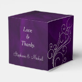Elegant Paarse Silver Swirl Favor Box Bedankdoosjes (Achterkant)