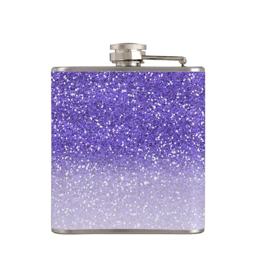 Elegant Paarse Sparkle Ombre Glitter Monogram Heupfles (Achterkant)