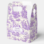 Elegant  paarse toile de jouy monogram bedankdoosjes (Geopend)