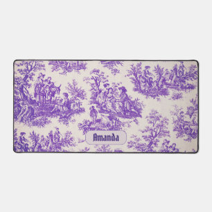 Elegant  paarse toile de jouy monogram bureaumat