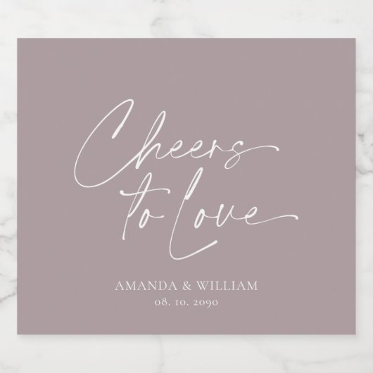 Elegant Paarse Trouw Champagne Fles Label Sparkling Wijnetiket (Enkel label)