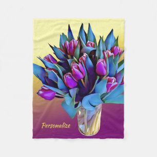 Elegant Paarse Tulips Waterverf personaliseren Fleece Deken