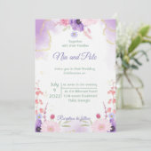 Elegant paarse uitnodiging (Staand voorkant)