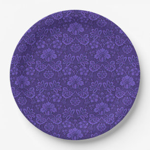 Elegant paarse vintage damastpatroon papieren bordje
