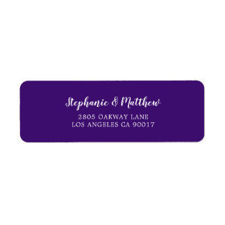 Elegant Paarse Violet Wit Script Bruiloft Etiket