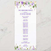 Elegant Paarse Waterverf Floral Wedding Ceremony Programma (Achterkant)