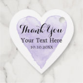 Elegant paarse waterverf houdt van hart-vormbruilo bedankjes labels (Achterkant)