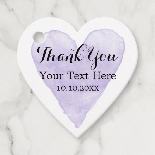 Elegant paarse waterverf houdt van hart-vormbruilo bedankjes labels (Voorkant)