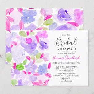 Elegant paarse waterverf vrijgezellenfeest kaart