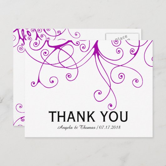 Elegant Paarse zwembroeken bruiloft Dank je Briefkaart (Voorkant / Achterkant)