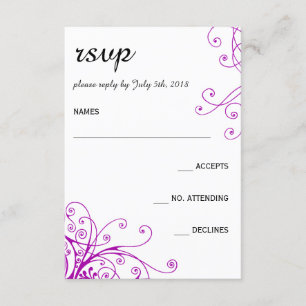Elegant Paarse zwemmers Weddenschap RSVP-kaart RSVP Kaartje