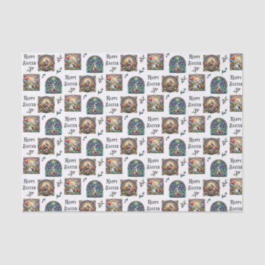 Elegant Paashaas Glas in lood Tissuepapier (Voorkant)