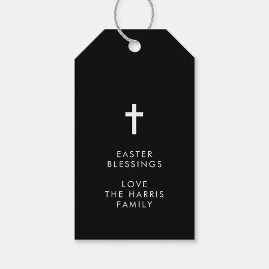 Elegant Paaskruis Cadeaulabel (Voorkant)