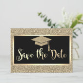 Élégant paillettes dorées diplômé Save The Date (Debout devant)