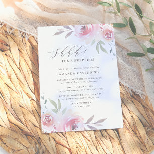 Elegant Painted Floral Surprise Birthday Party Kaart