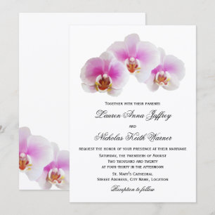 Elegant Painted Orchids Wedding Invitations Kaart