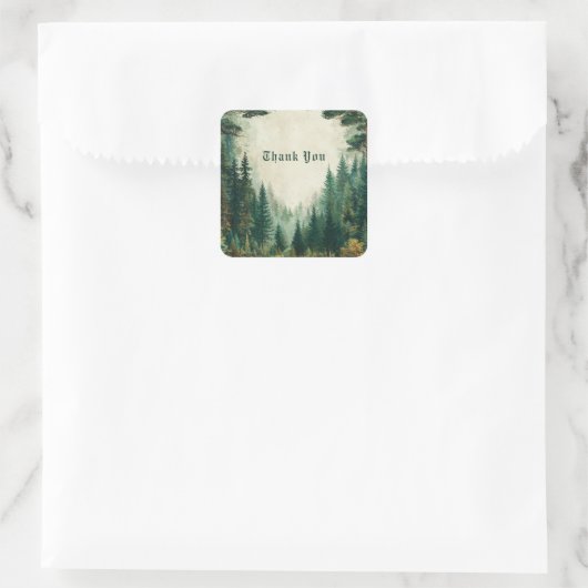 Elegant Painterly Pine Forest Rustic Woodland Vierkante Sticker (Tas)