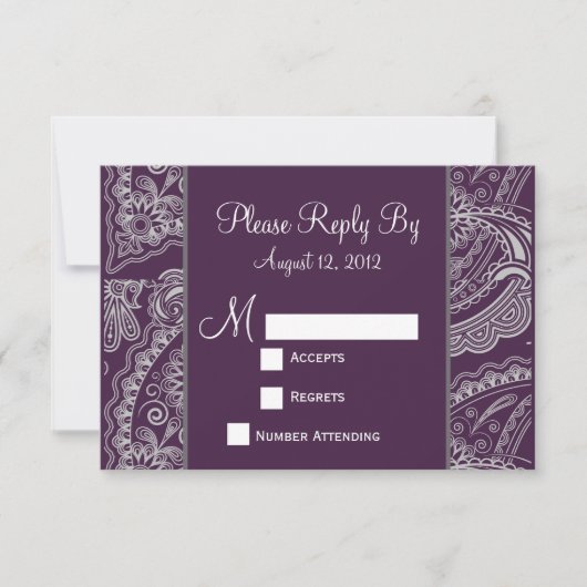 Elegant Paisley RSVP pour les invitations de maria (Devant)
