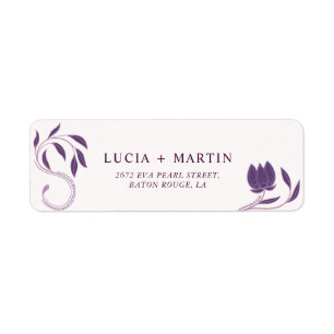 Elegant Paisley Violet Bruiloft Retouradres Etiket