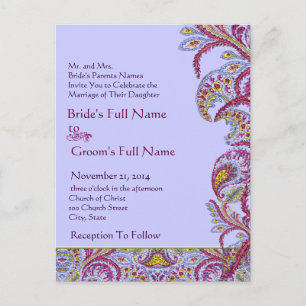 Elegant  Paisley Wedding Invitation Uitnodiging Briefkaart