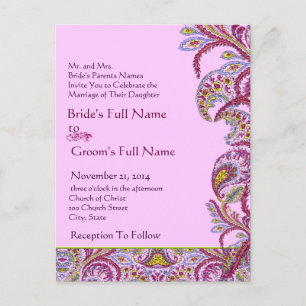 Elegant Paisley Wedding Invitation Uitnodiging Briefkaart